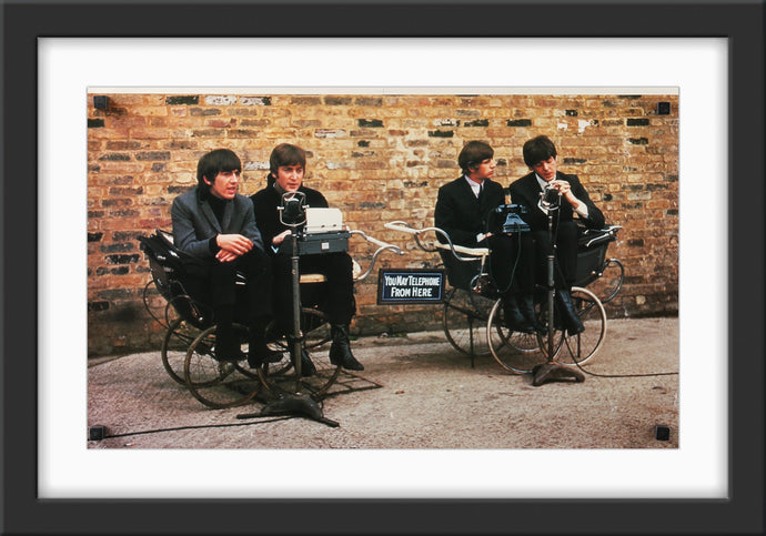An original Japanese movie poster of The Beatles, taken during filming for A Hard Day's Night