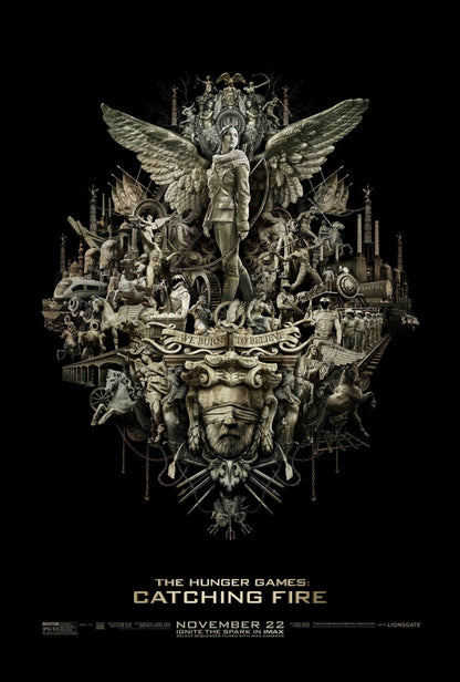An original movie poster for the Hunger Games film Catching Fire