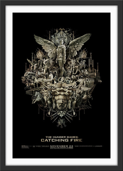 An original movie poster for the Hunger Games film Catching Fire