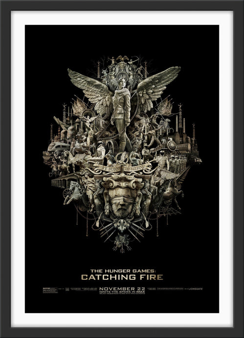 An original movie poster for the Hunger Games film Catching Fire