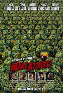 An original movie poster for the Tim Burton film Mars Attacks!