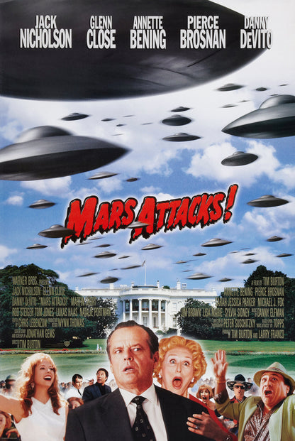 An original movie poster for the Tim Burton film Mars Attacks!