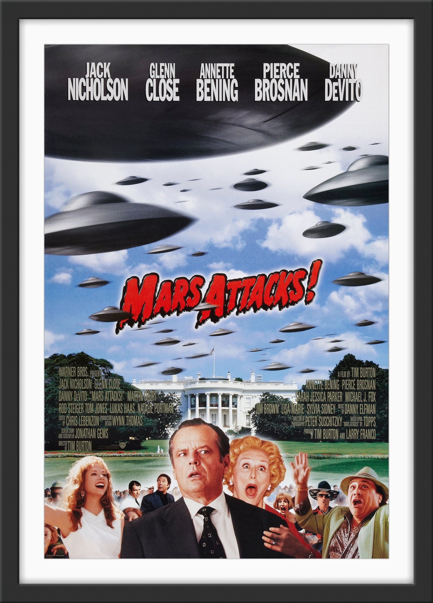 An original movie poster for the Tim Burton film Mars Attacks!
