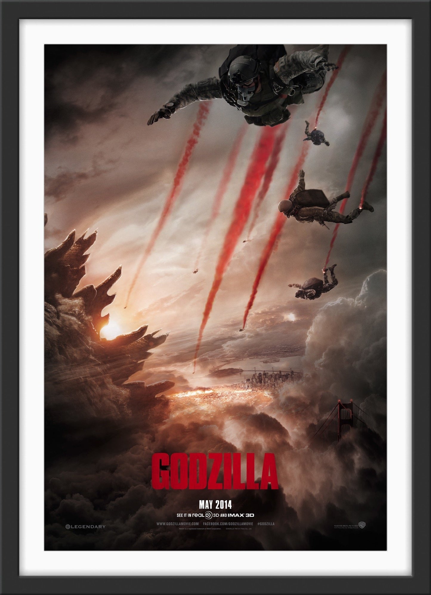 An original movie poster for the film Godzilla 