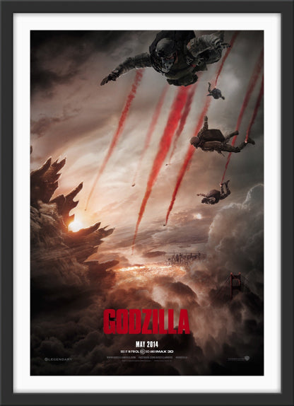 An original movie poster for the film Godzilla 