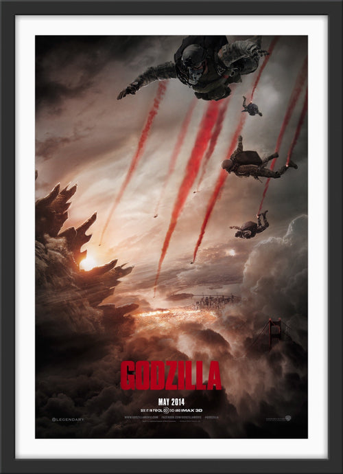 An original movie poster for the film Godzilla 