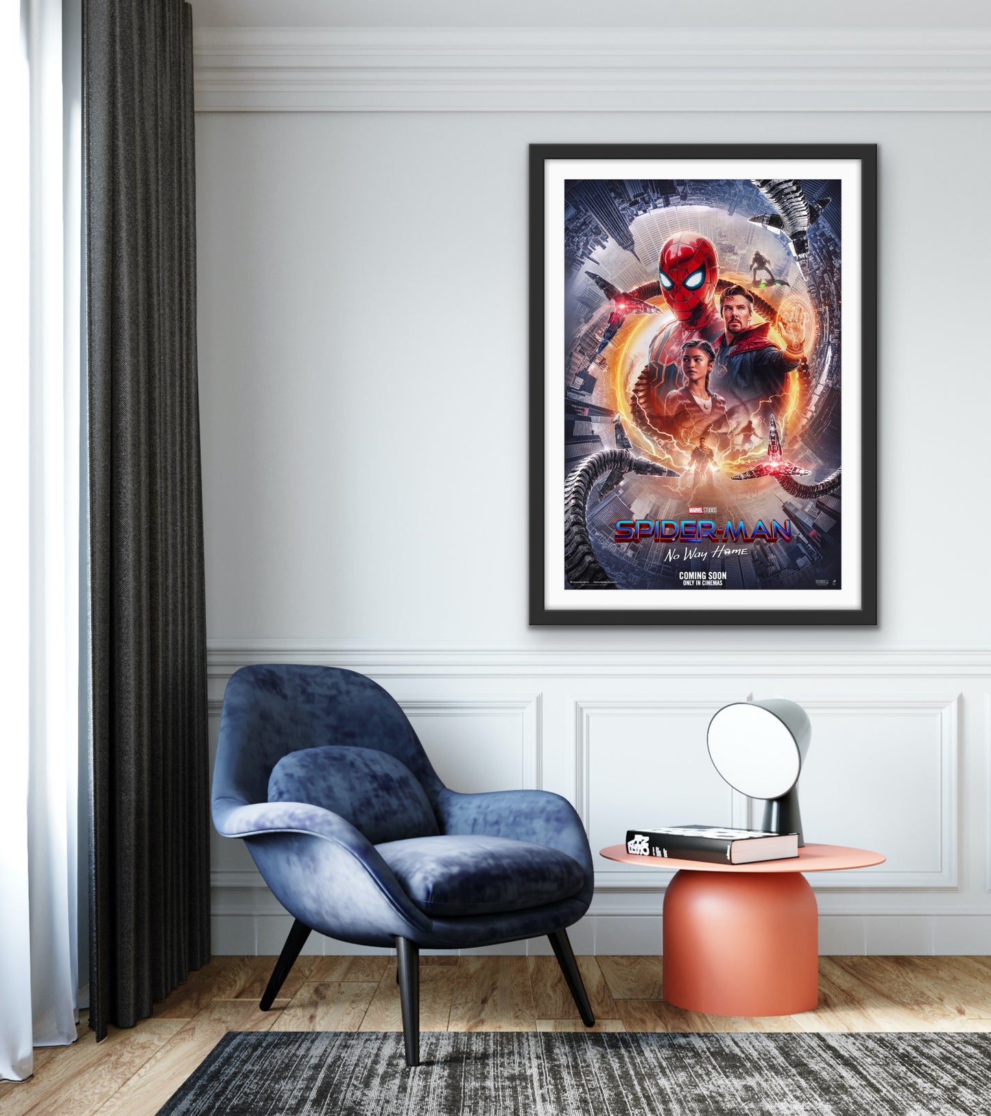 An original movie poster for the Marvel film Spider-Man No Way Home