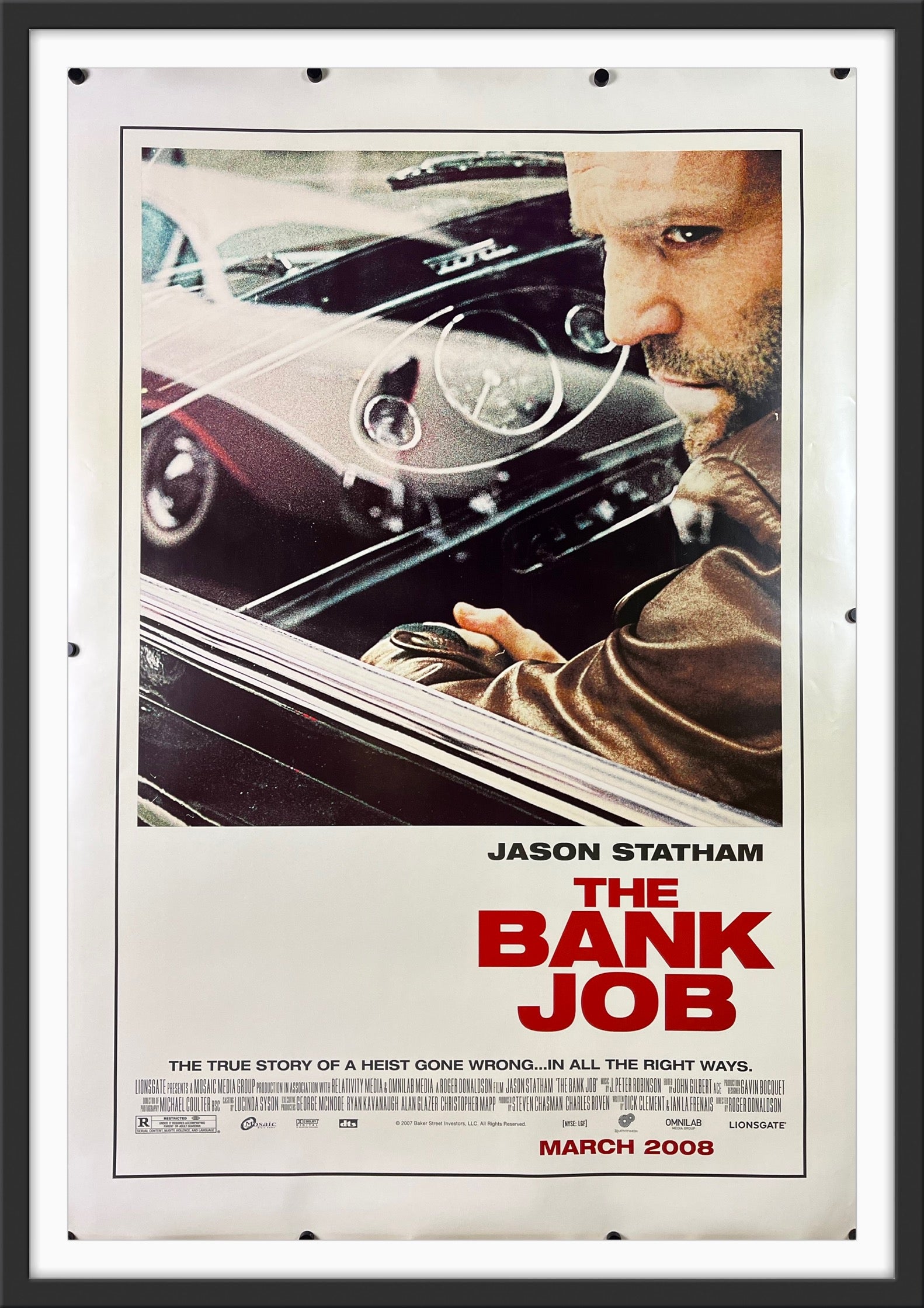 An original movie poster for the Jason Statham film The Bank Job