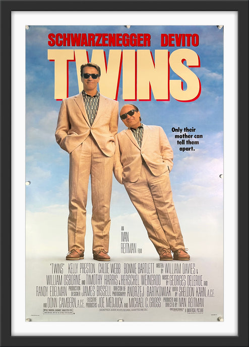 A guaranteed original movie poster for the Arnold Schwarzenegger and Danny DeVito film Twins