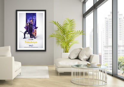 An original movie poster for the Marvel and Disney+ TV series Hawkeye