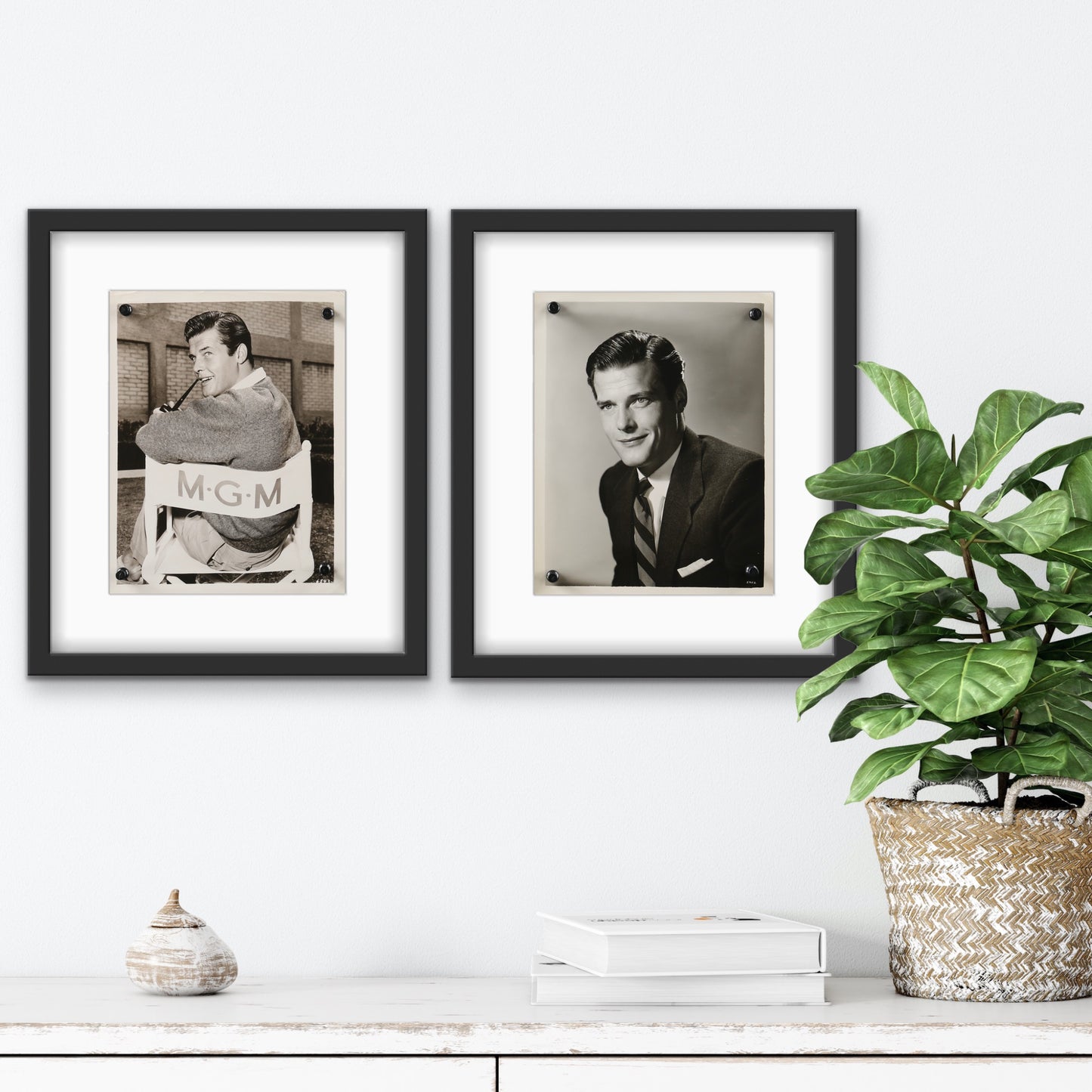 A pair of photos of Roger Moore from the 1950s