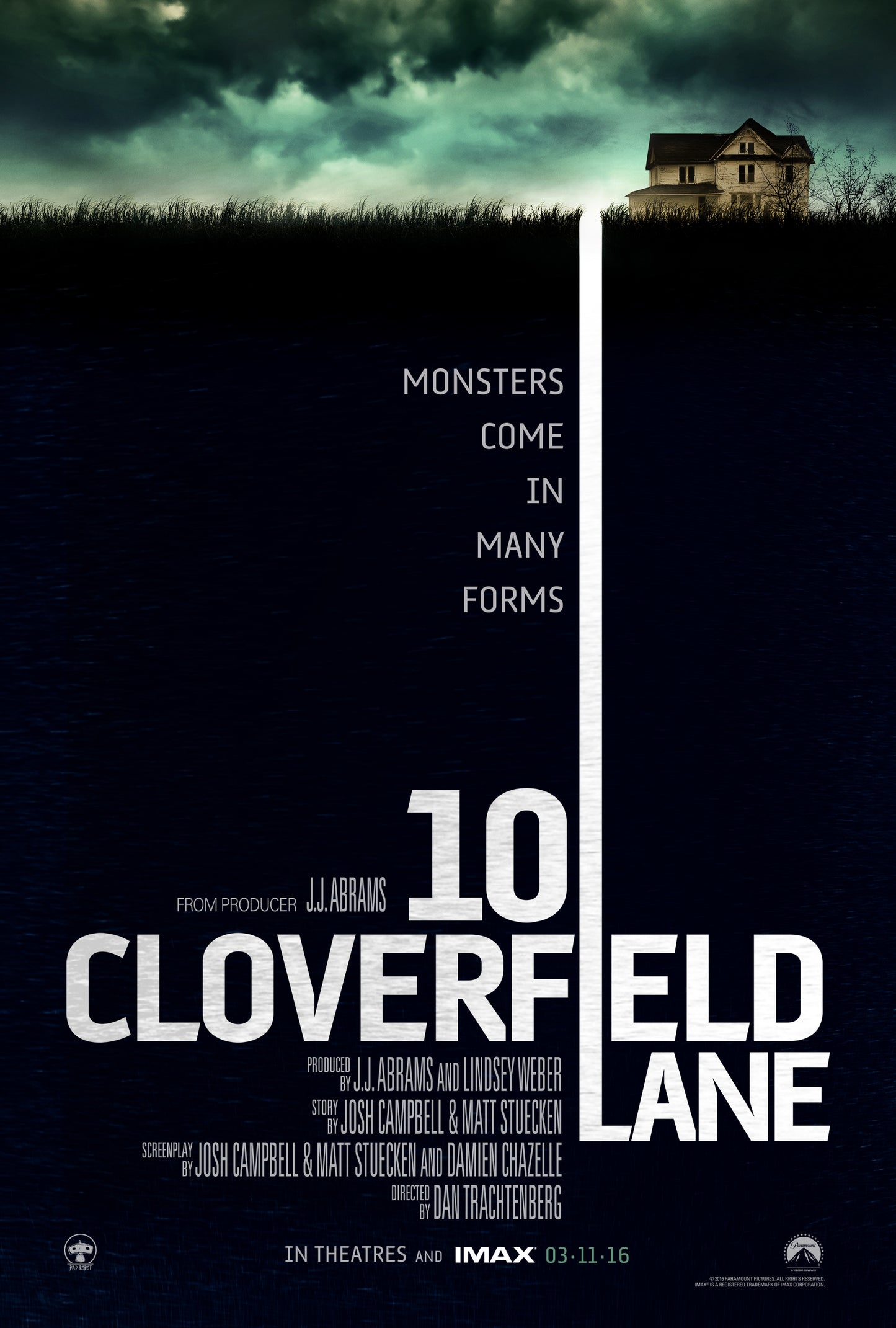An original movie poster for the film 10 Cloverfield Lane