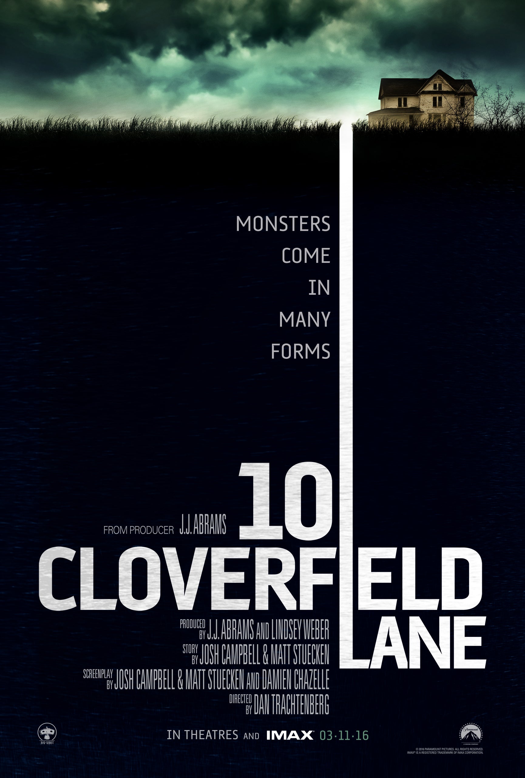 An original movie poster for the film 10 Cloverfield Lane