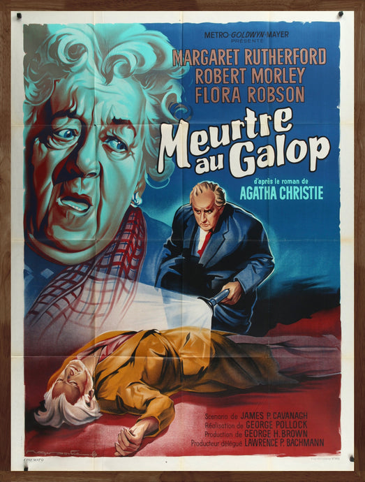 An original French grande movie poster for the Agathe Christie / Margaret Rutherford film Murder at the Gallop