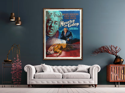 An original French grande movie poster for the Agathe Christie / Margaret Rutherford film Murder at the Gallop