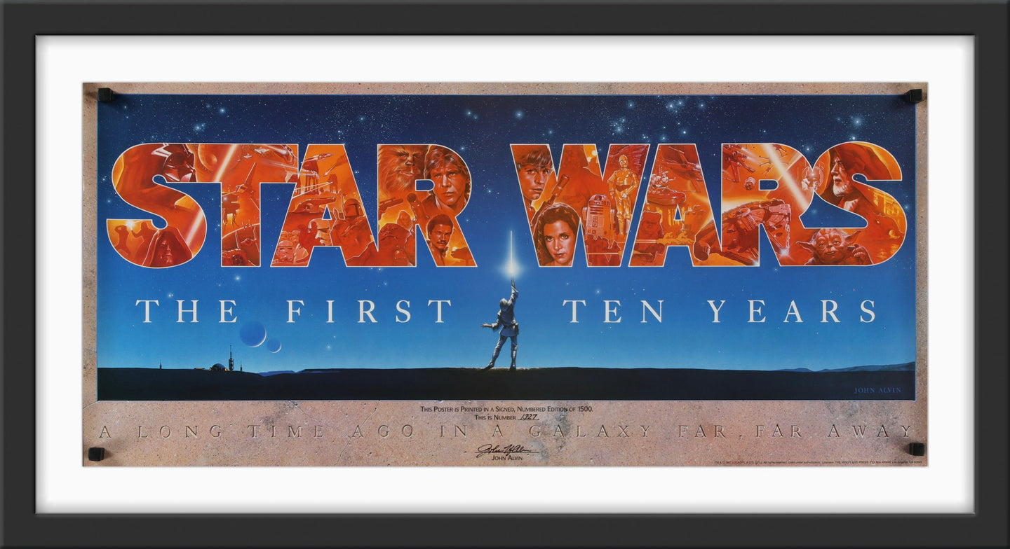 An original Star Wars The First Ten Years poster signed by John Alvin