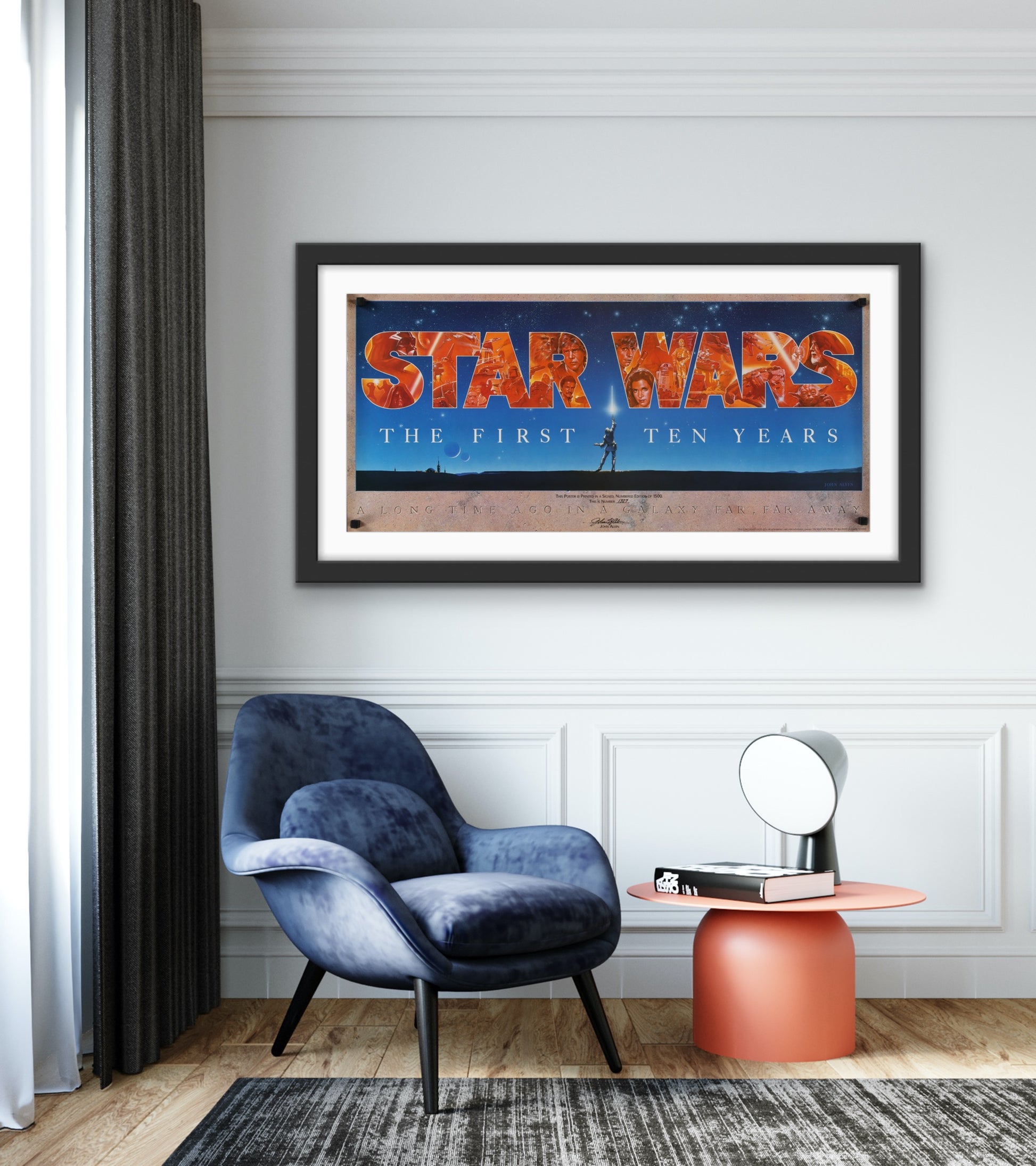 An original Star Wars The First Ten Years poster signed by John Alvin