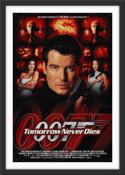 An original movie poster for the James Bond film Tomorrow Never Dies