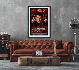 An original movie poster for the James Bond film Tomorrow Never Dies
