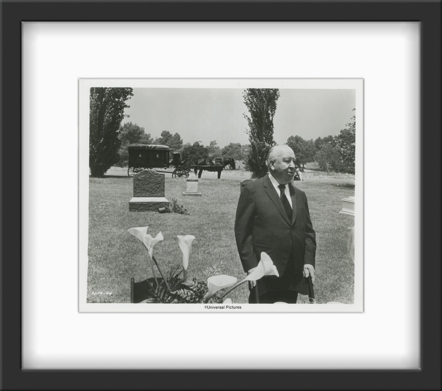 An original still of Alfred Hitchcock for his final film Family Plot|