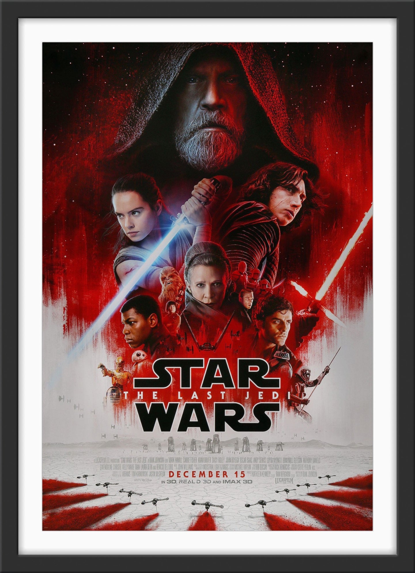 An original movie poster for the Star Wars film The Last Jedi, episode 8