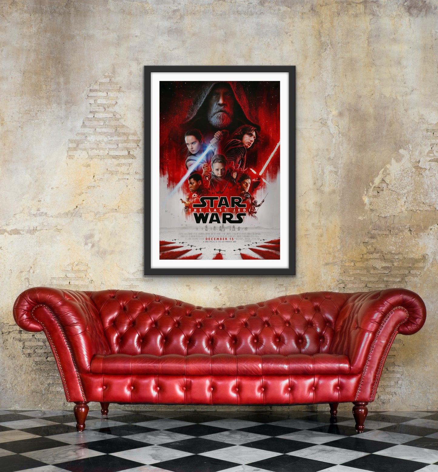 An original movie poster for the Star Wars film The Last Jedi, episode 8