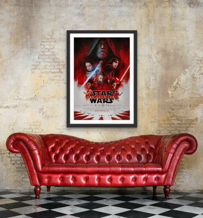 An original movie poster for the Star Wars film The Last Jedi, episode 8