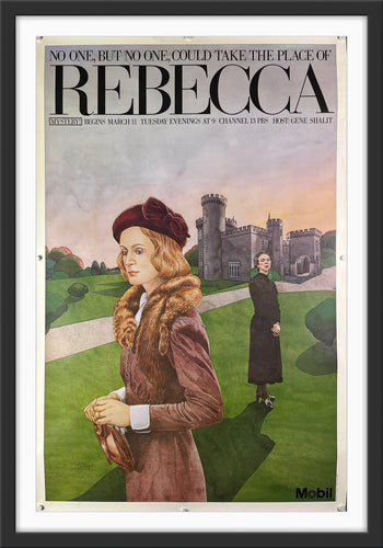 An original poster for the Mobil Mystery TV series on PBS of Daphne du Maurier's Rebecca
