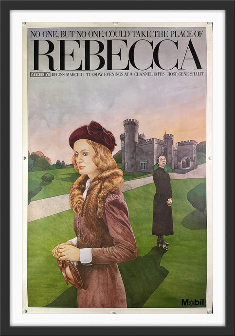 An original poster for the Mobil Mystery TV series on PBS of Daphne du Maurier's Rebecca
