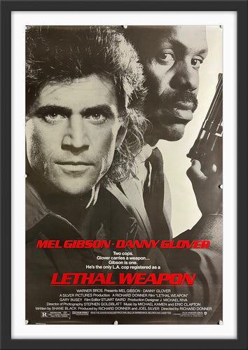 An original movie poster for the Mel Gibson and Danny Glover film Lethal Weapon