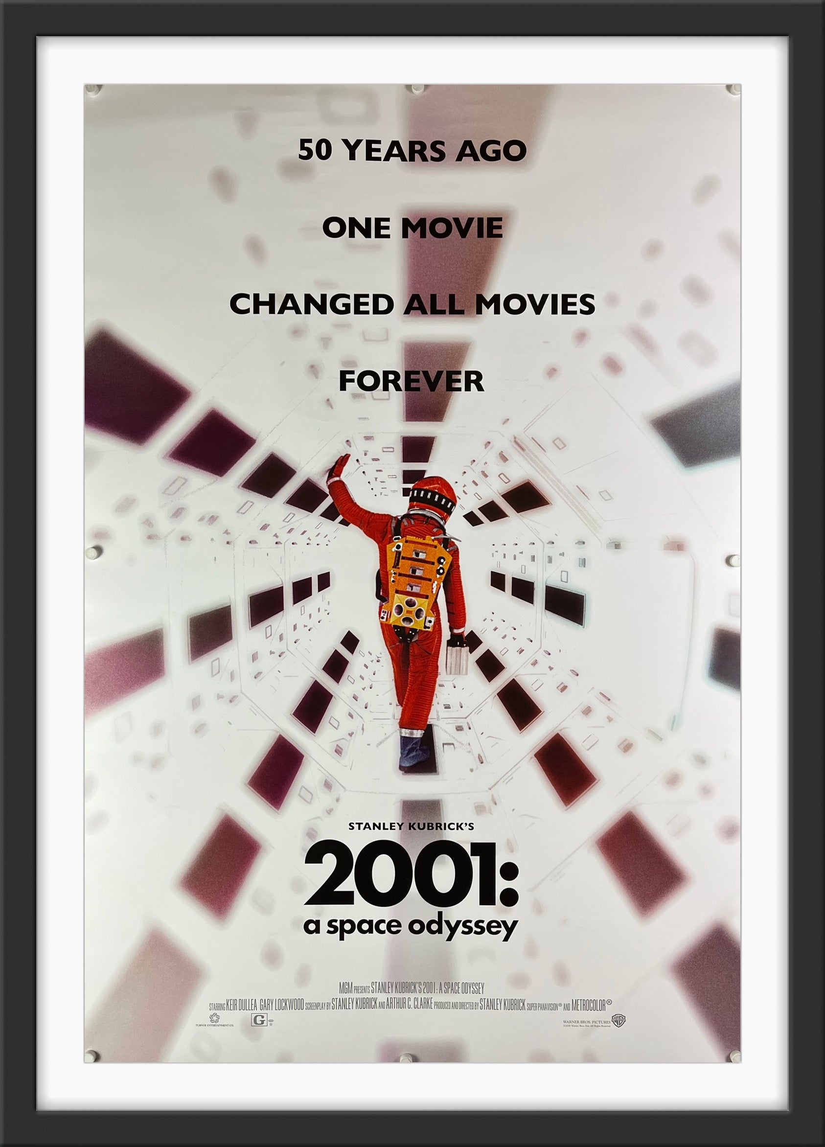 An original movie poster for the Stanley Kubrick film 2001: A Space Odyssey