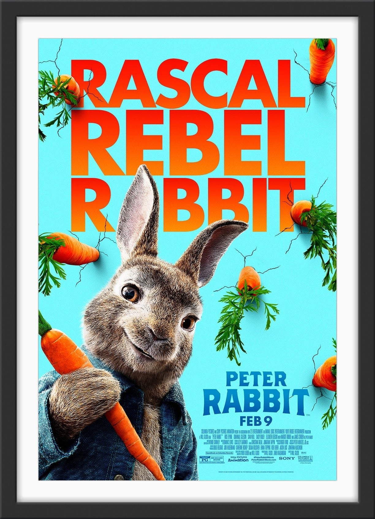 An original movie poster for the film Peter Rabbit, based on the stories of Beatrix Potter and starring James Corden