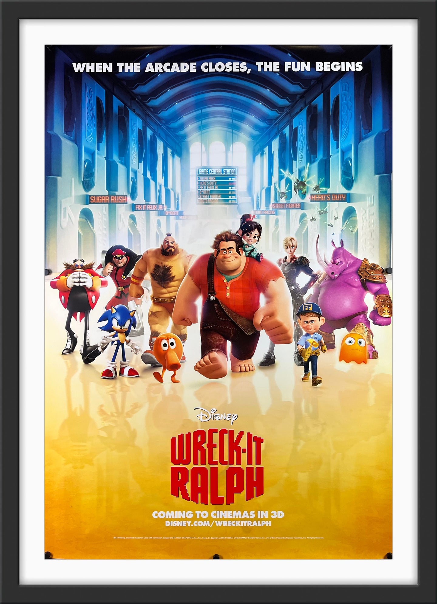 An original movie poster for the Disney film Wreck It Ralph