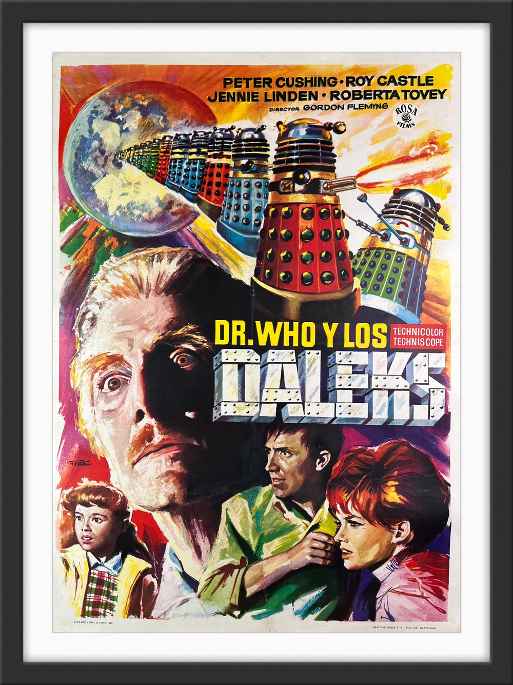 An original Spanish movie poster for the film Dr Who and the Daleks