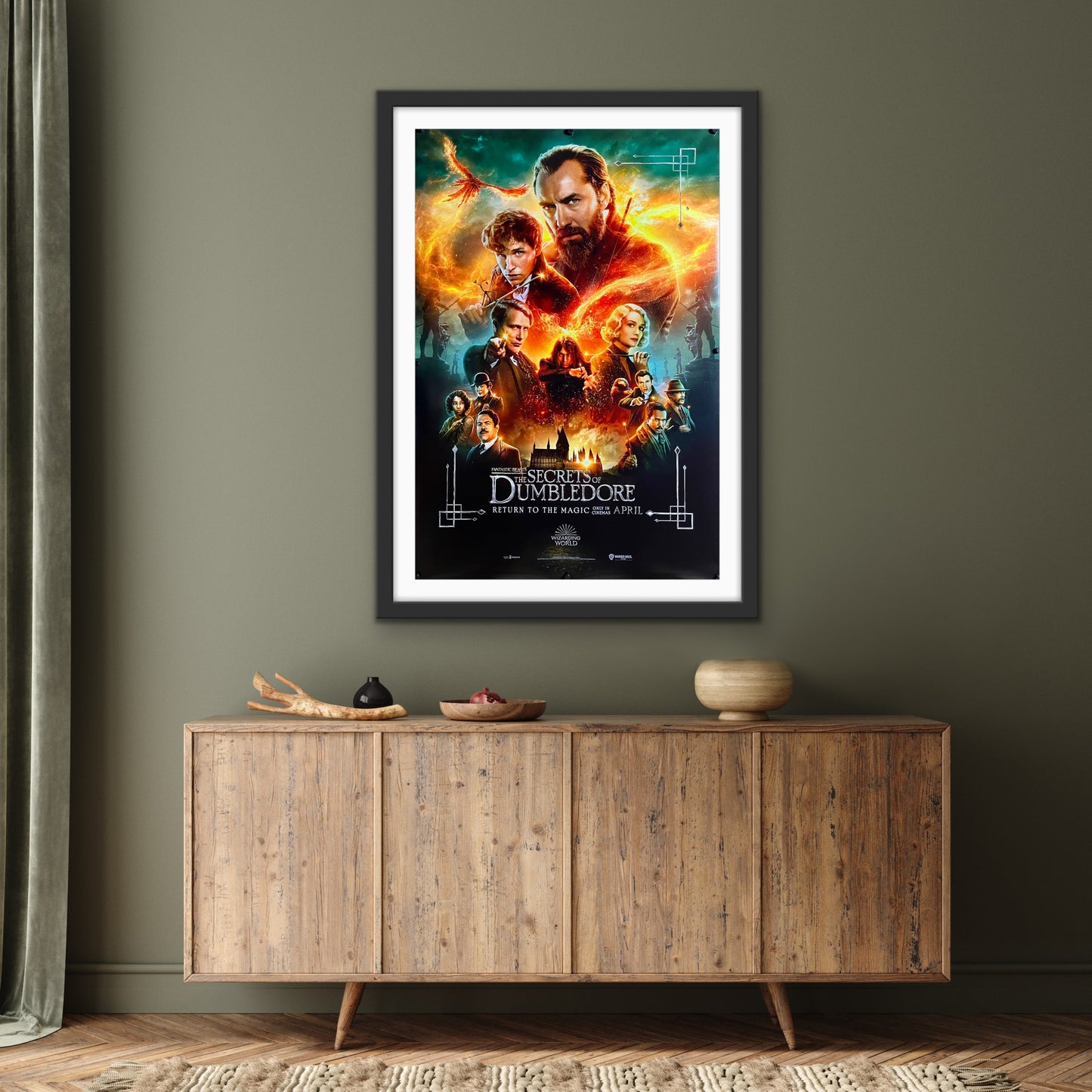 An original movie poster for the Wizarding World film Fantastic Beasts The Secrets of Dumbledore