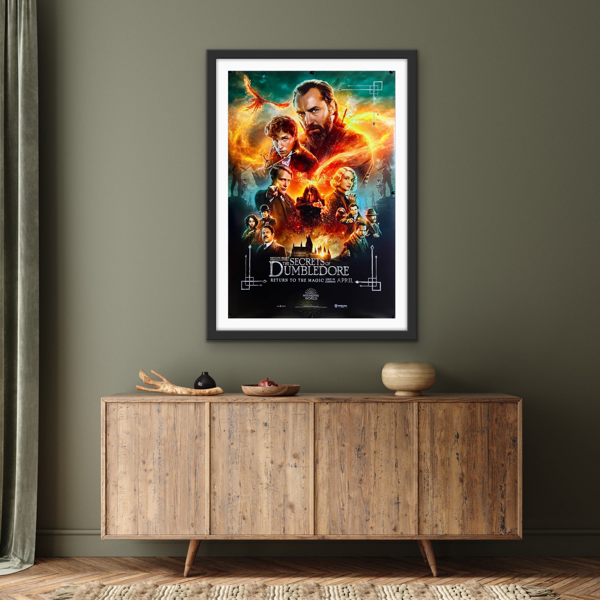 An original movie poster for the Wizarding World film Fantastic Beasts The Secrets of Dumbledore