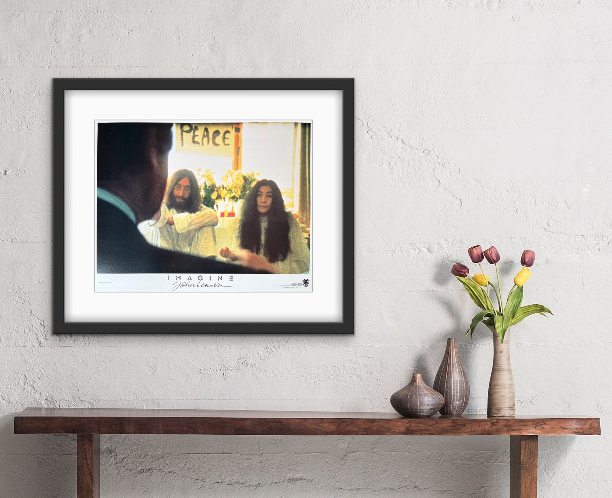 An original 11x14 lobby card for the John Lennon film Imagine