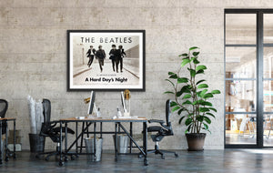 An original movie poster for the Beatles film A Hard Day's Night
