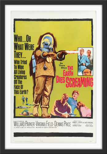 An original movie poster for the film The Earth Dies Screaming