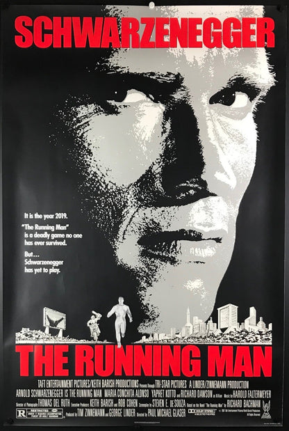 An original movie poster for the film The Running Man