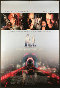 An original movie poster for the Spielberg film A.I. Artificial Intelligence