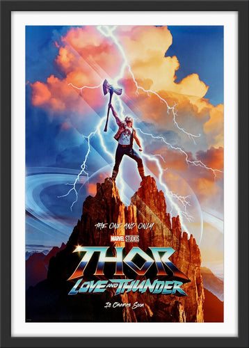 An original movie poster for the Marvel MCU film Thor Love and Thunder