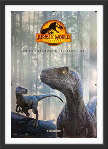 An original movie poster for the film Jurassic World:  Dominion