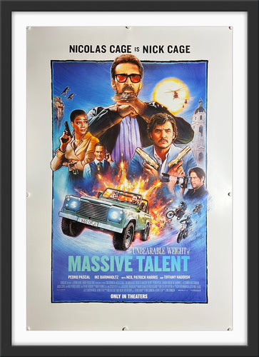 An original movie poster for the Nicholas Cage film The Unbearable Weight of Massive Talent