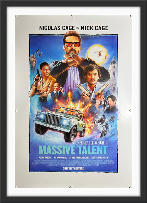 An original movie poster for the Nicholas Cage film The Unbearable Weight of Massive Talent