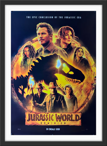 An original movie poster for the film Jurassic World Dominion