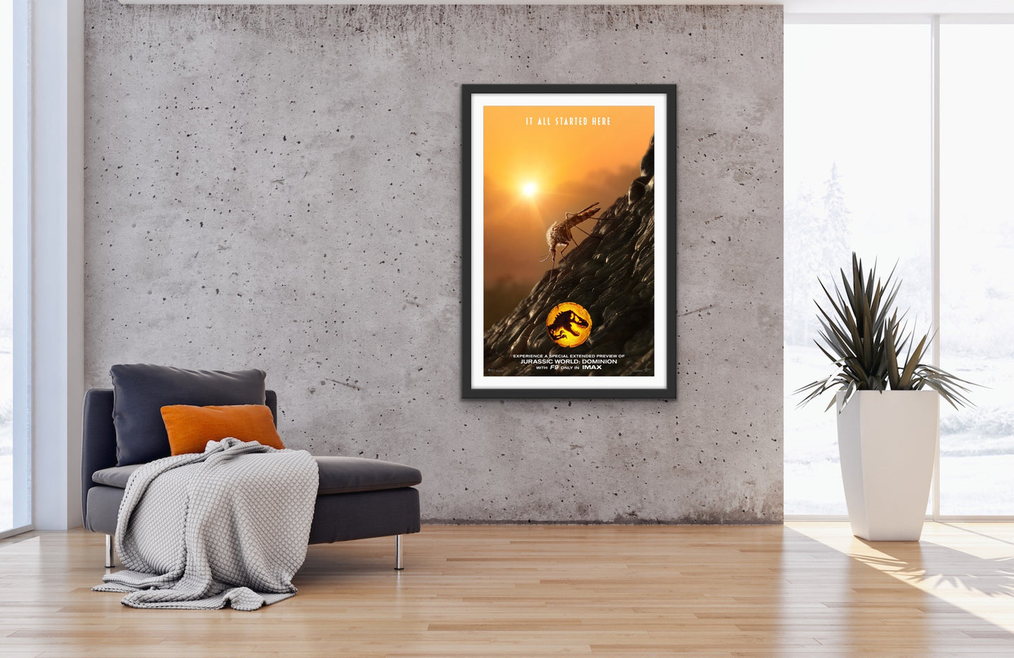 An original preview one sheet movie poster for the film Jurassic World Dominion