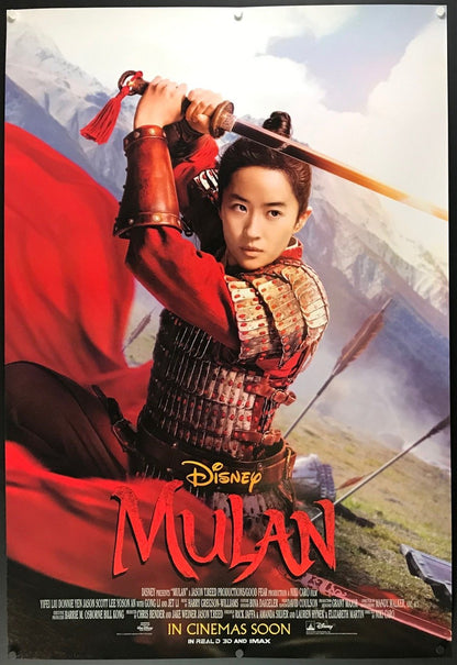 An original movie poster for the Disney film Mulan 2020