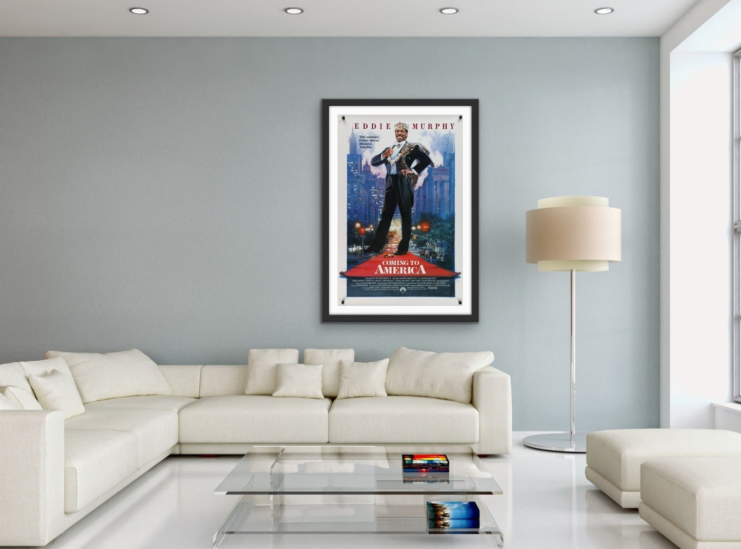 An original movie poster for the Eddie Murphy film Coming To America with artwork by Drew Struzan