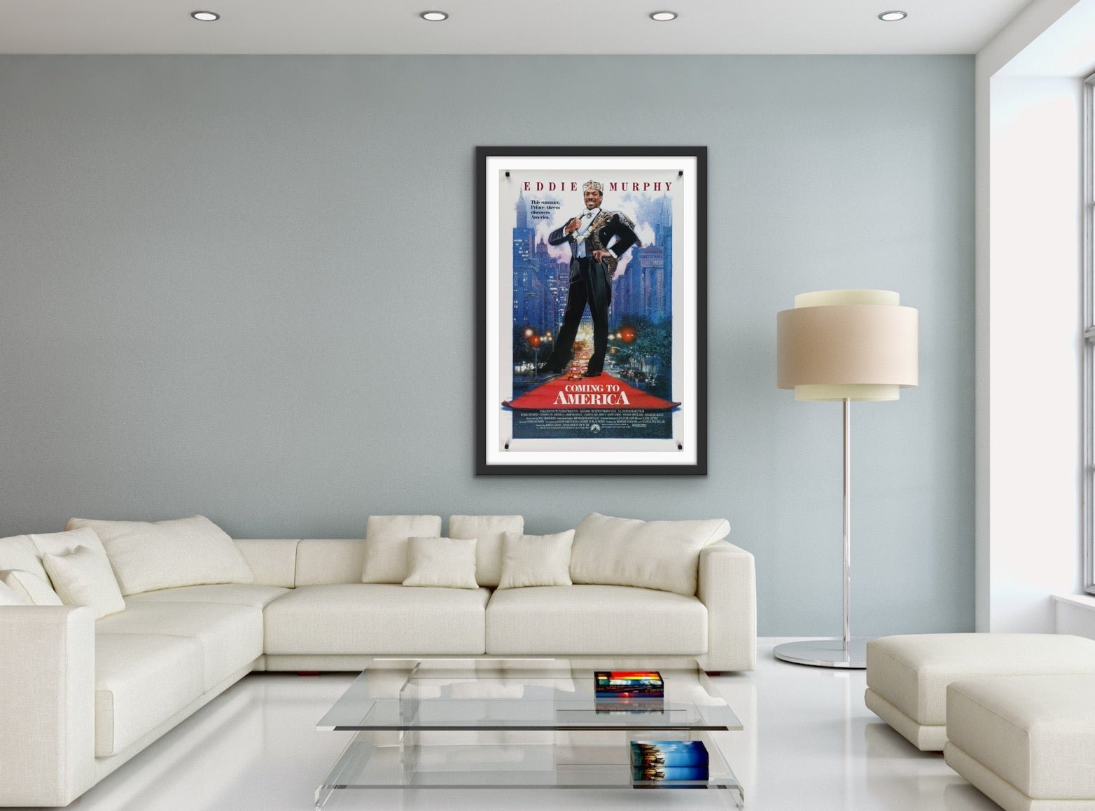 An original movie poster for the Eddie Murphy film Coming To America with artwork by Drew Struzan